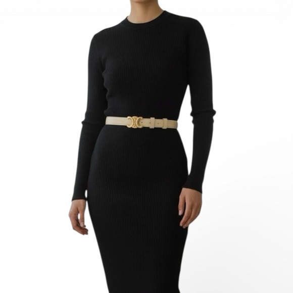 Celine Accessories - CELINE Ecru Triomphe Belt